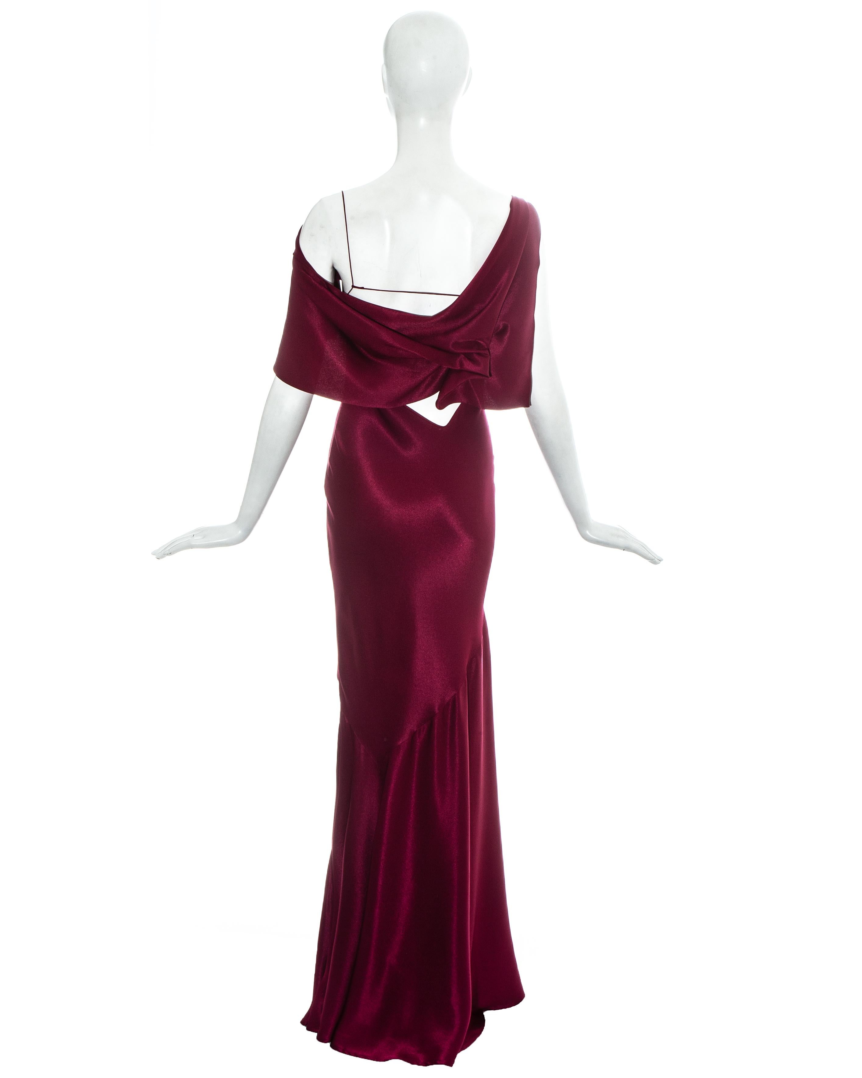 John Galliano wine red satin bias cut evening dress, fw 1999 In Excellent Condition In London, GB
