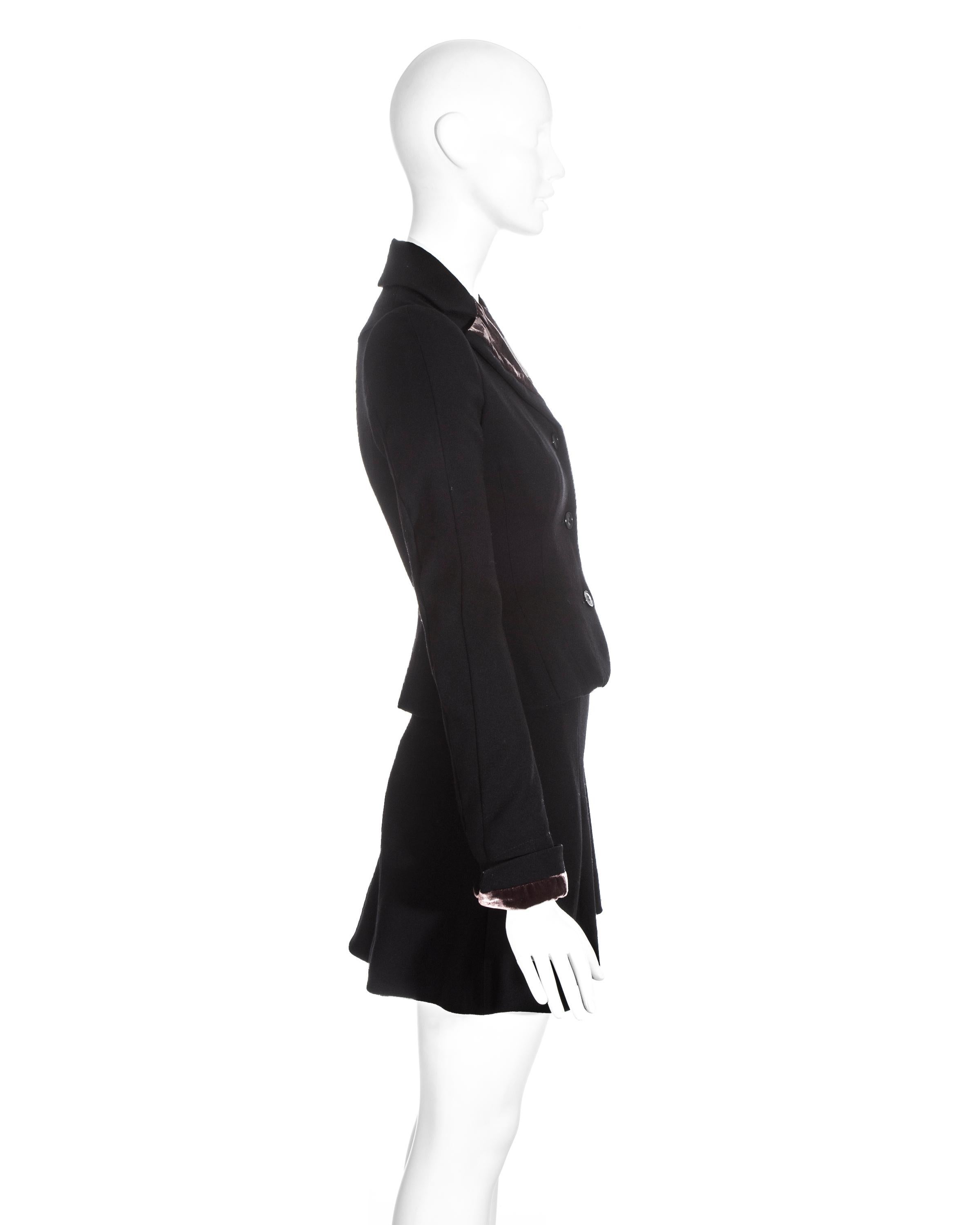 John Galliano wool and velvet skirt suit fw 1996  In Good Condition For Sale In London, GB