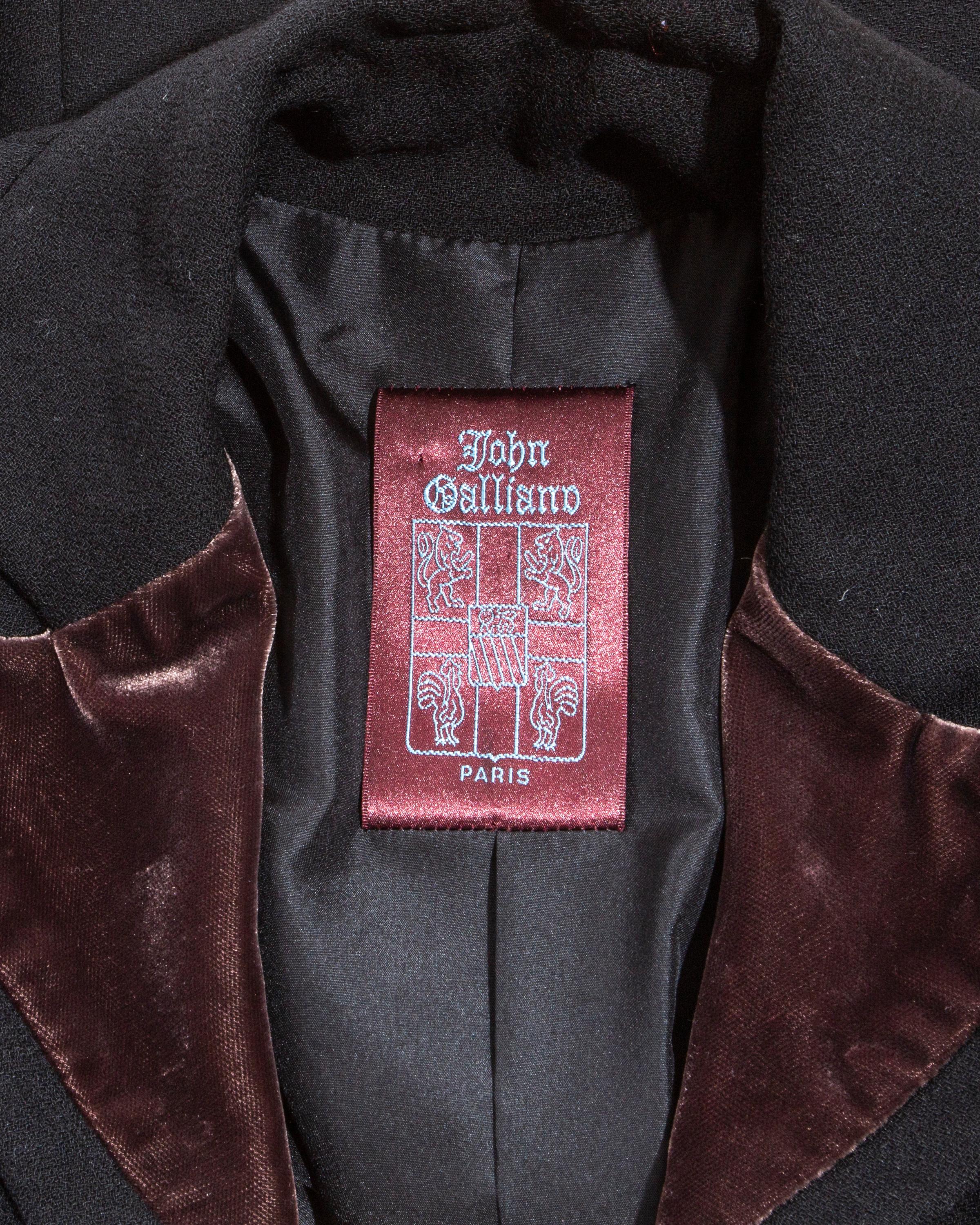 John Galliano wool and velvet skirt suit fw 1996  For Sale 1