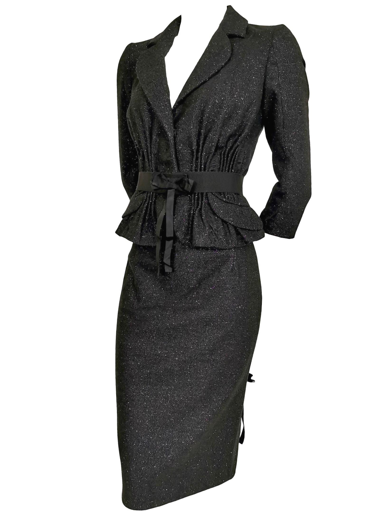 John Galliano Wool/Cashmere, Lace and Ribbon Skirt Suit A/W 2011 For Sale 6