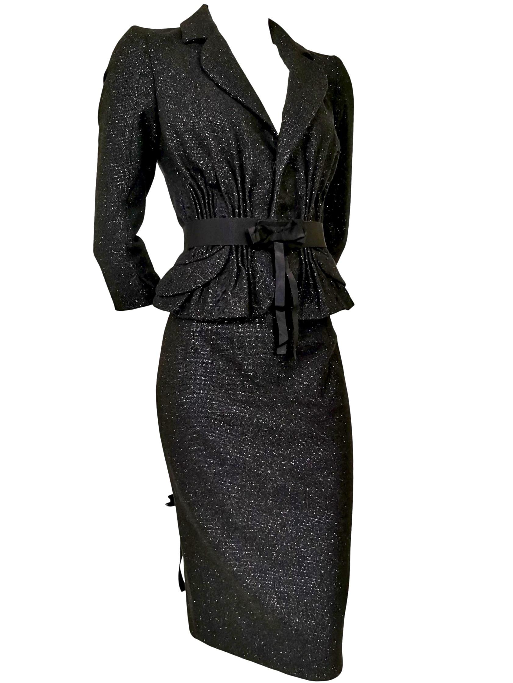 John Galliano Wool/Cashmere, Lace and Ribbon Skirt Suit A/W 2011 For Sale 8