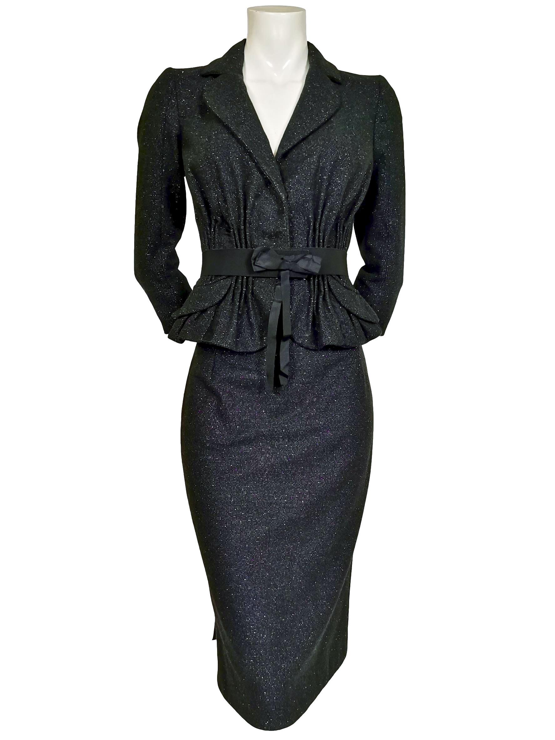 John Galliano Wool/Cashmere, Lace and Ribbon Skirt Suit A/W 2011 For Sale 10