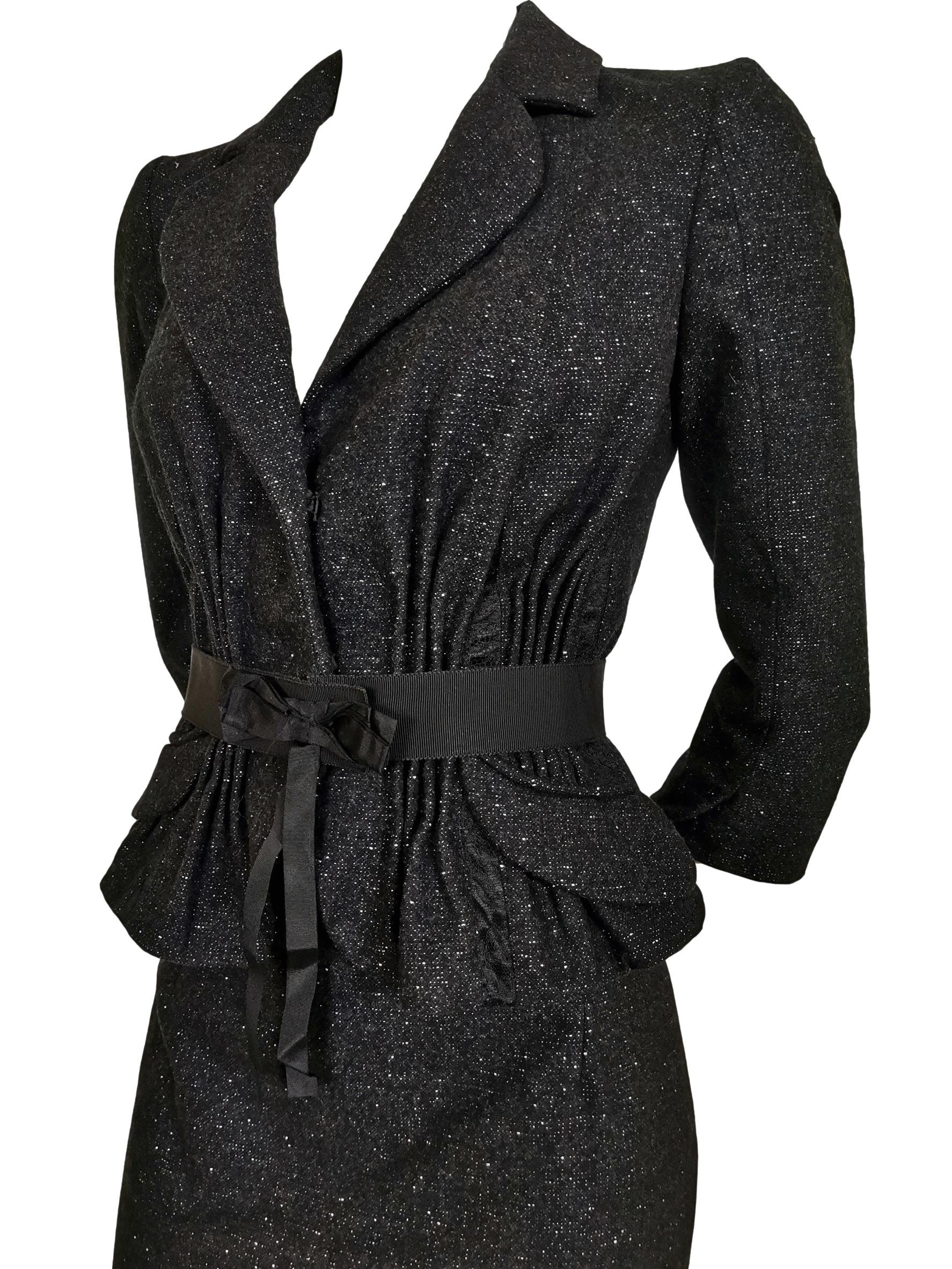 John Galliano Wool/Cashmere, Lace and Ribbon Skirt Suit A/W 2011 For Sale 12