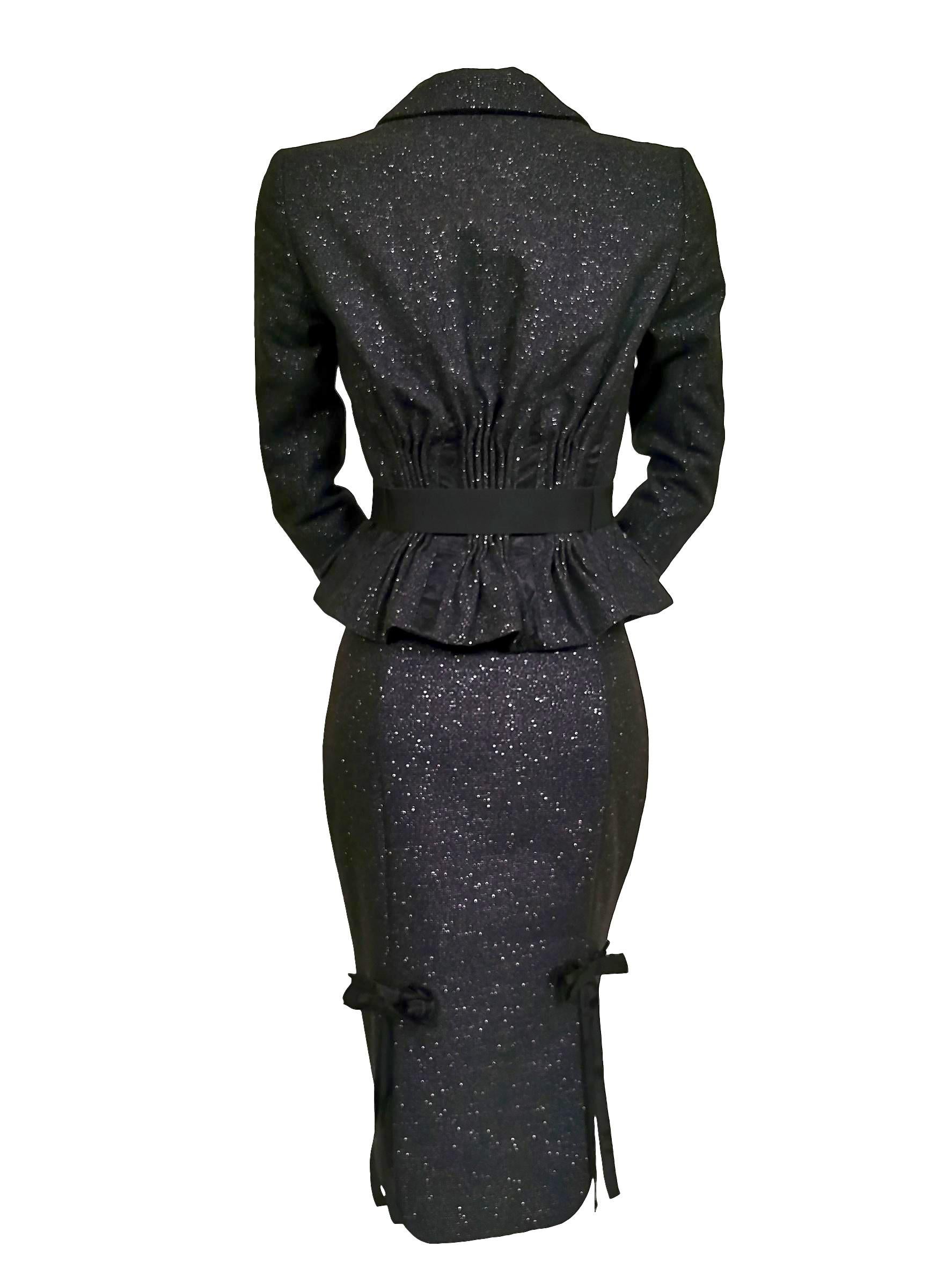 John Galliano Wool/Cashmere, Lace and Ribbon Skirt Suit A/W 2011 For Sale 2