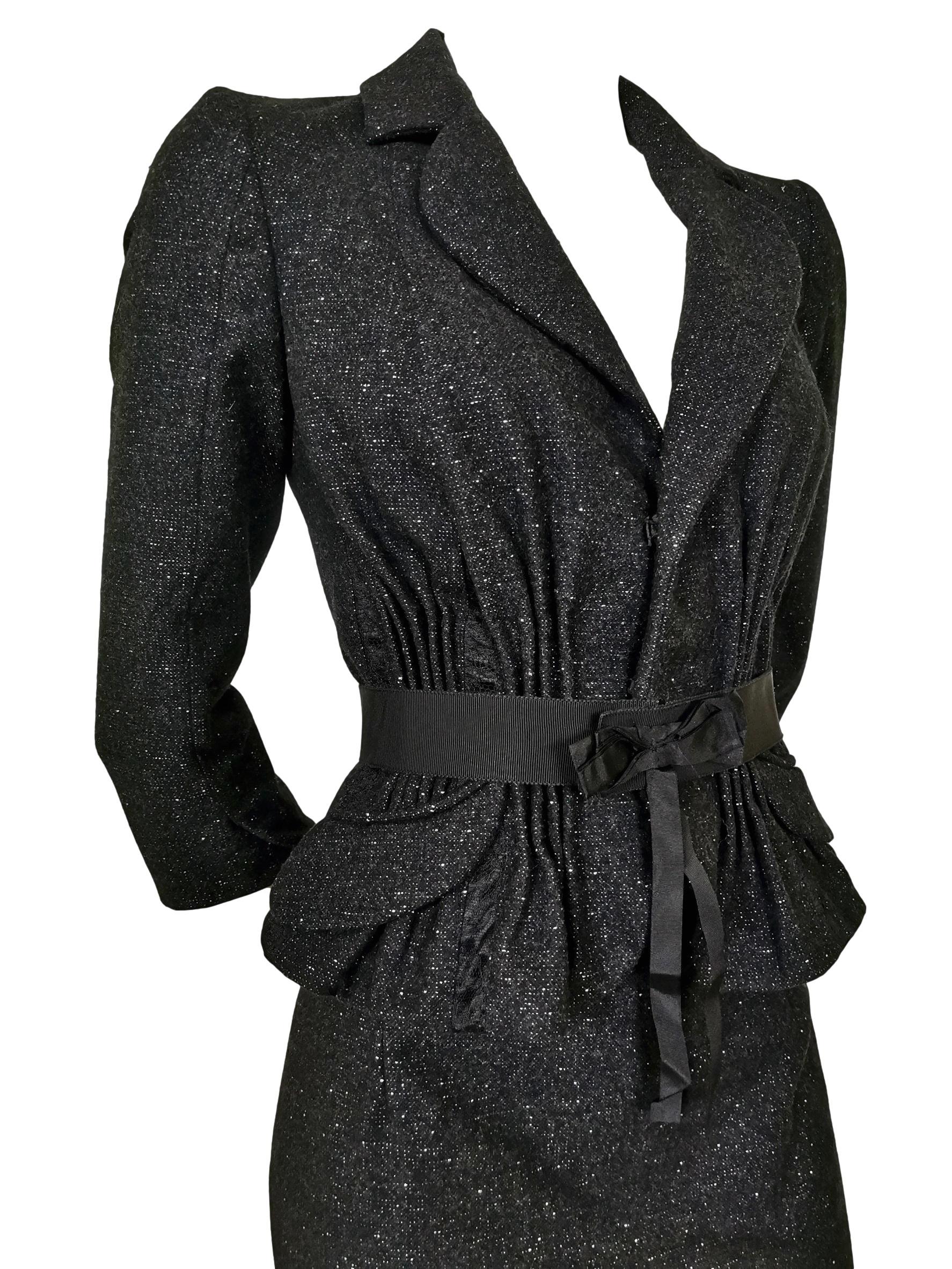 John Galliano Wool/Cashmere, Lace and Ribbon Skirt Suit A/W 2011 For Sale 4