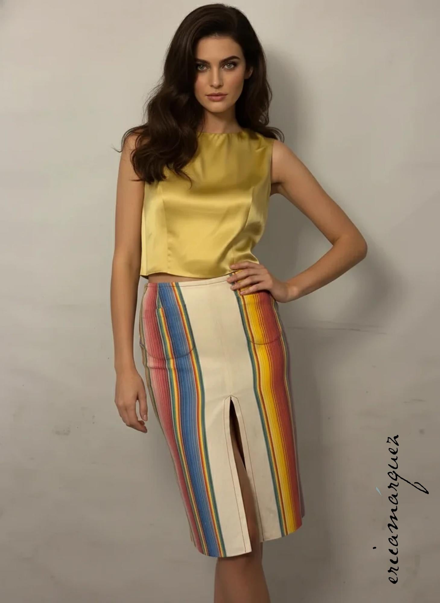 JOHN GALLIANO x CHRISTIAN DIOR, Yellow Silk Crop Top and Stripe
