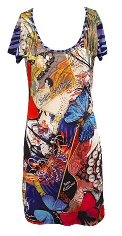 John Galliano Y2K Anime Tattoo Dress with Rhinestones, 2000s