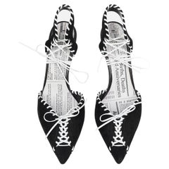 John Galliano Y2K Gazette Print Lace-Up Heels Size 40