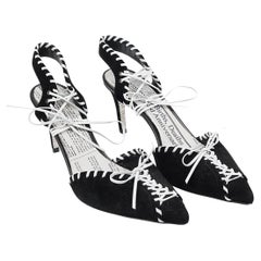 John Galliano Y2K Gazette Print Lace-Up Heels Size 40