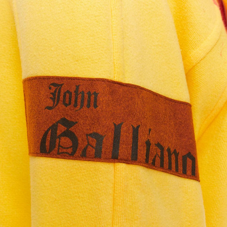Yellow JOHN GALLIANO yellow cotton red logo print back raglan hoodie L For Sale