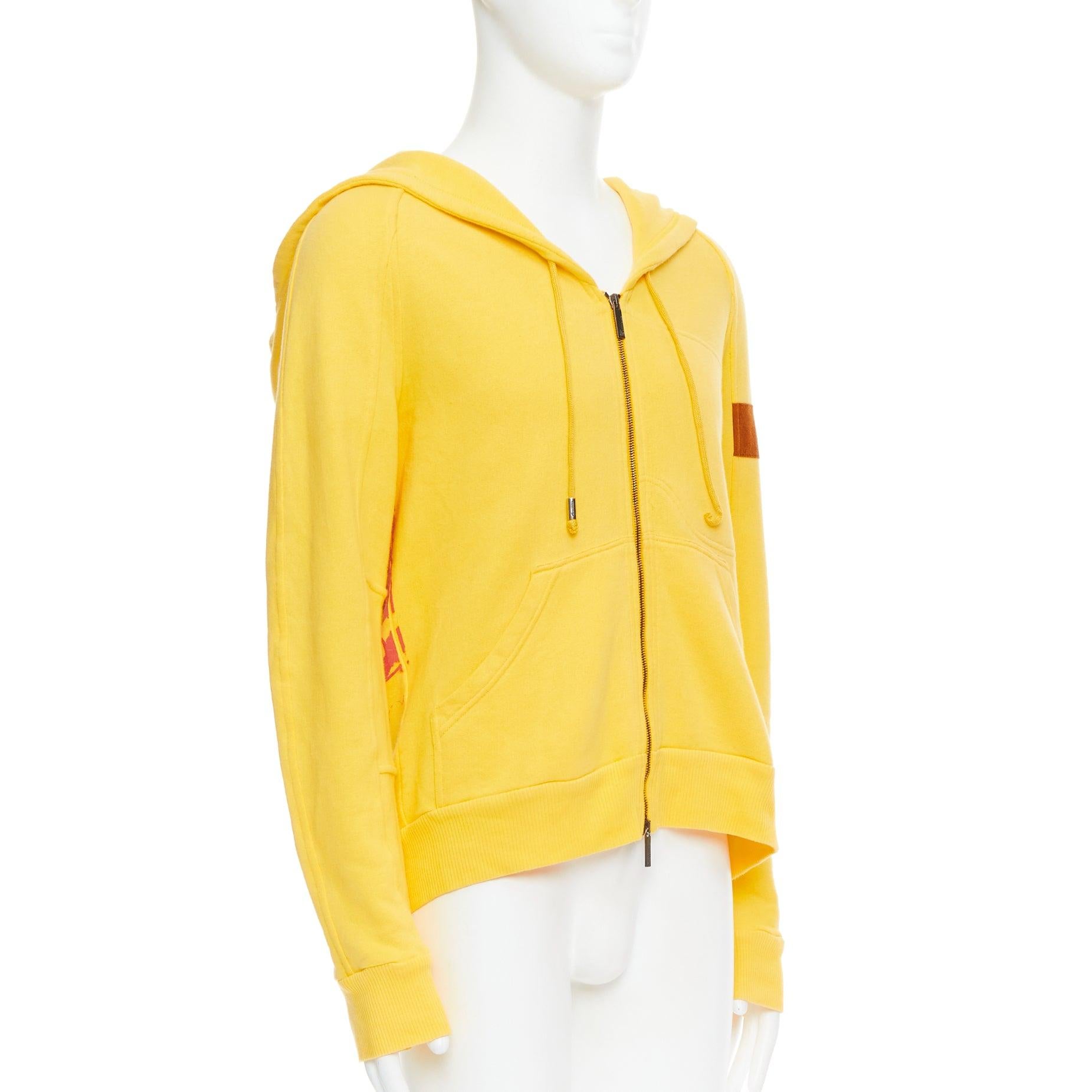 JOHN GALLIANO yellow cotton red logo print back raglan hoodie L In Fair Condition For Sale In Hong Kong, NT