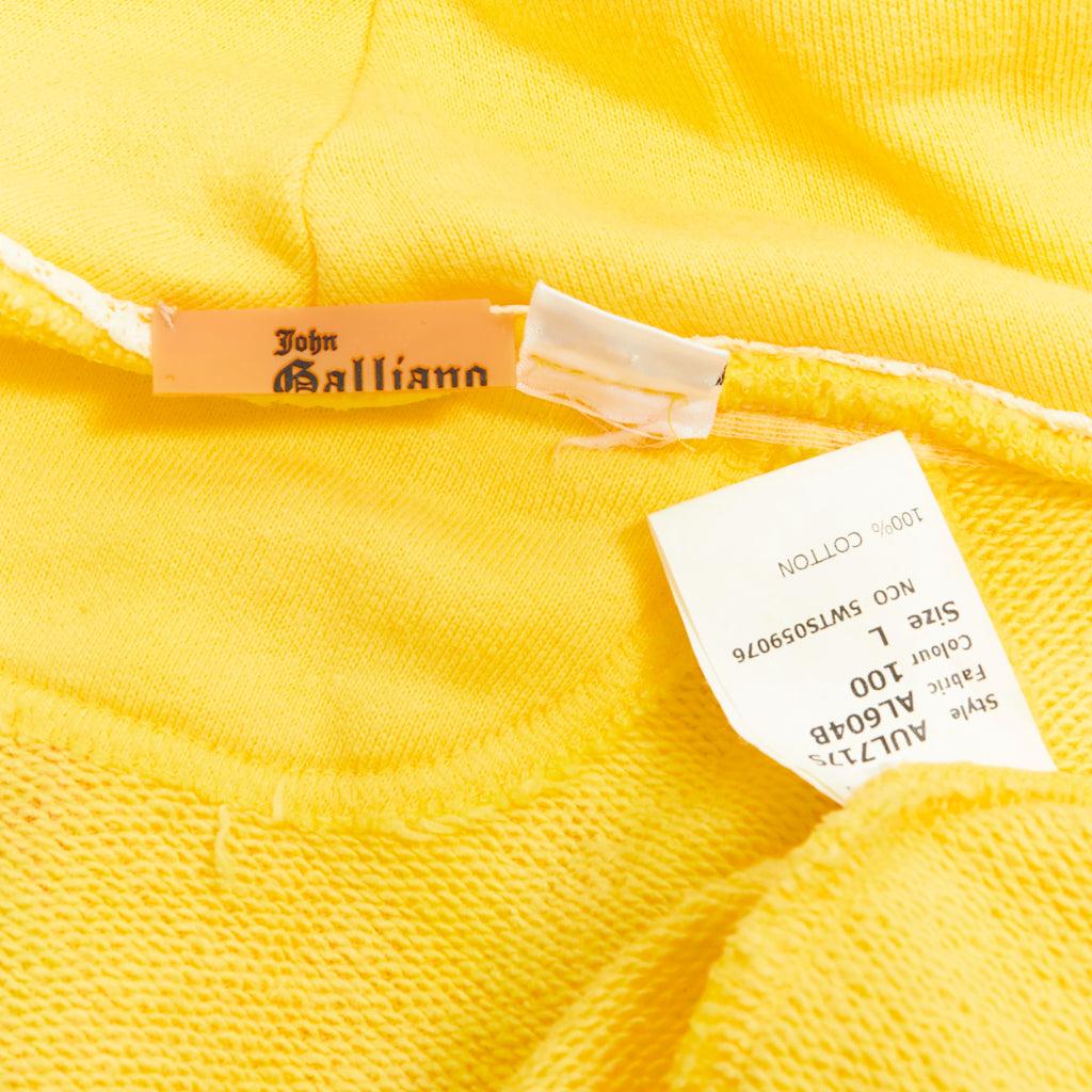 JOHN GALLIANO yellow cotton red logo print back raglan hoodie L For Sale 3