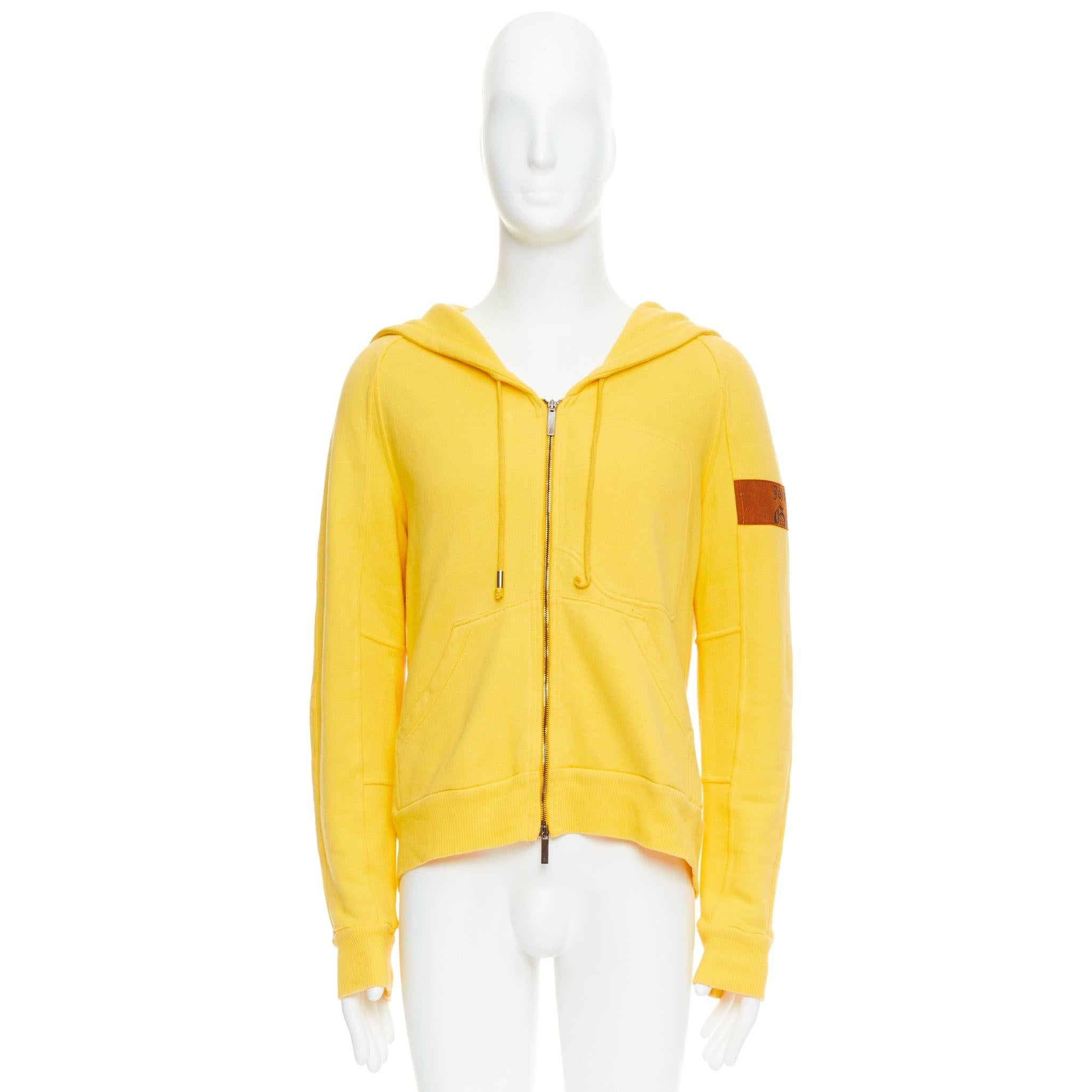 JOHN GALLIANO yellow cotton red logo print back raglan hoodie L For Sale 4