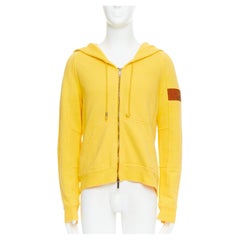 IHN GALLIANO jaune coton rouge logo imprimé dos capuche raglan L