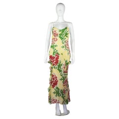 John Galliano Yellow Floral Silk Dress F/W 2002