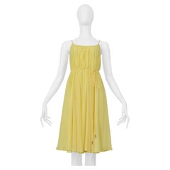 John Galliano Yellow Pleated Slip Dress With Open Back