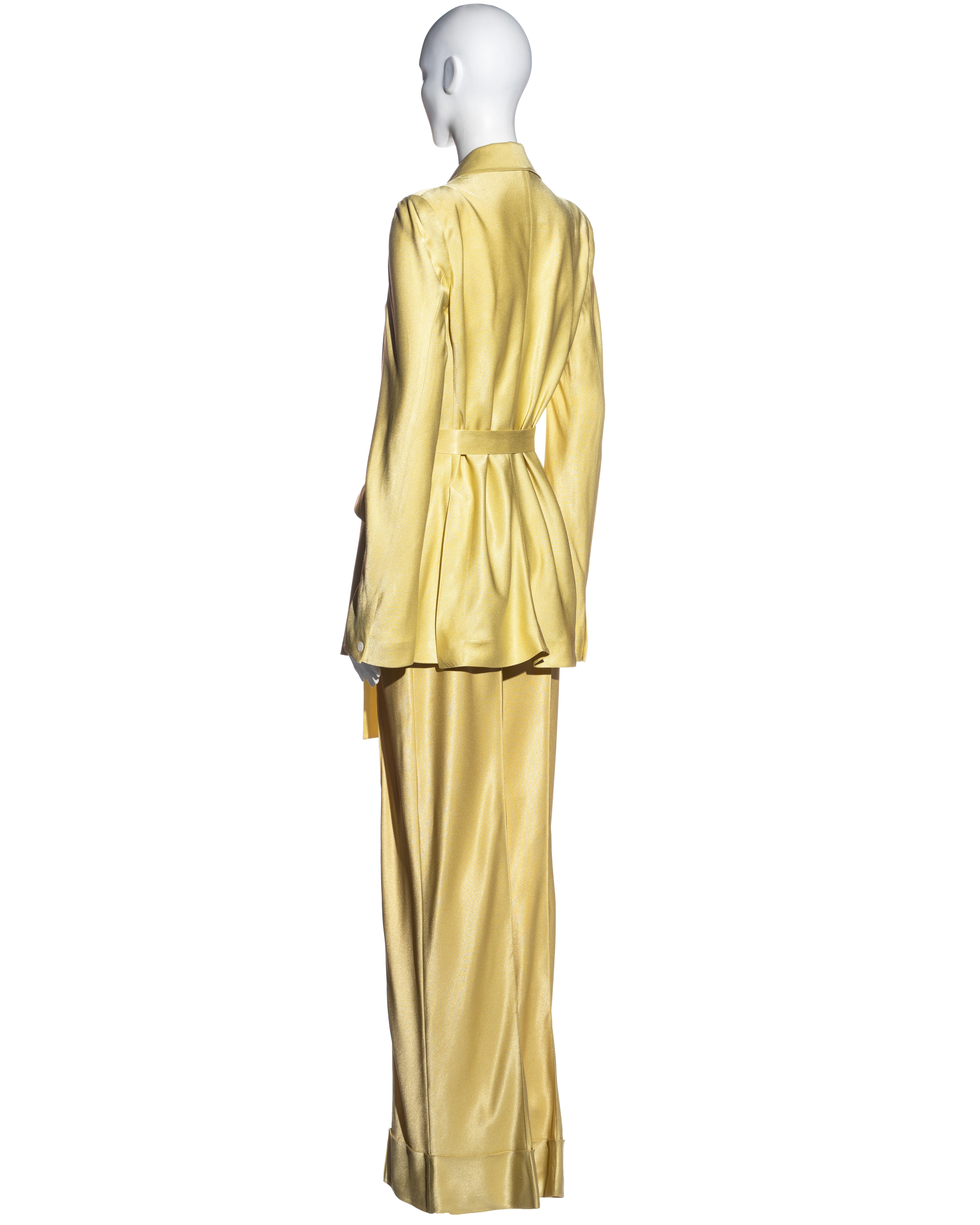 John Galliano yellow satin wide leg pant suit, ss 1995 In Excellent Condition In London, GB