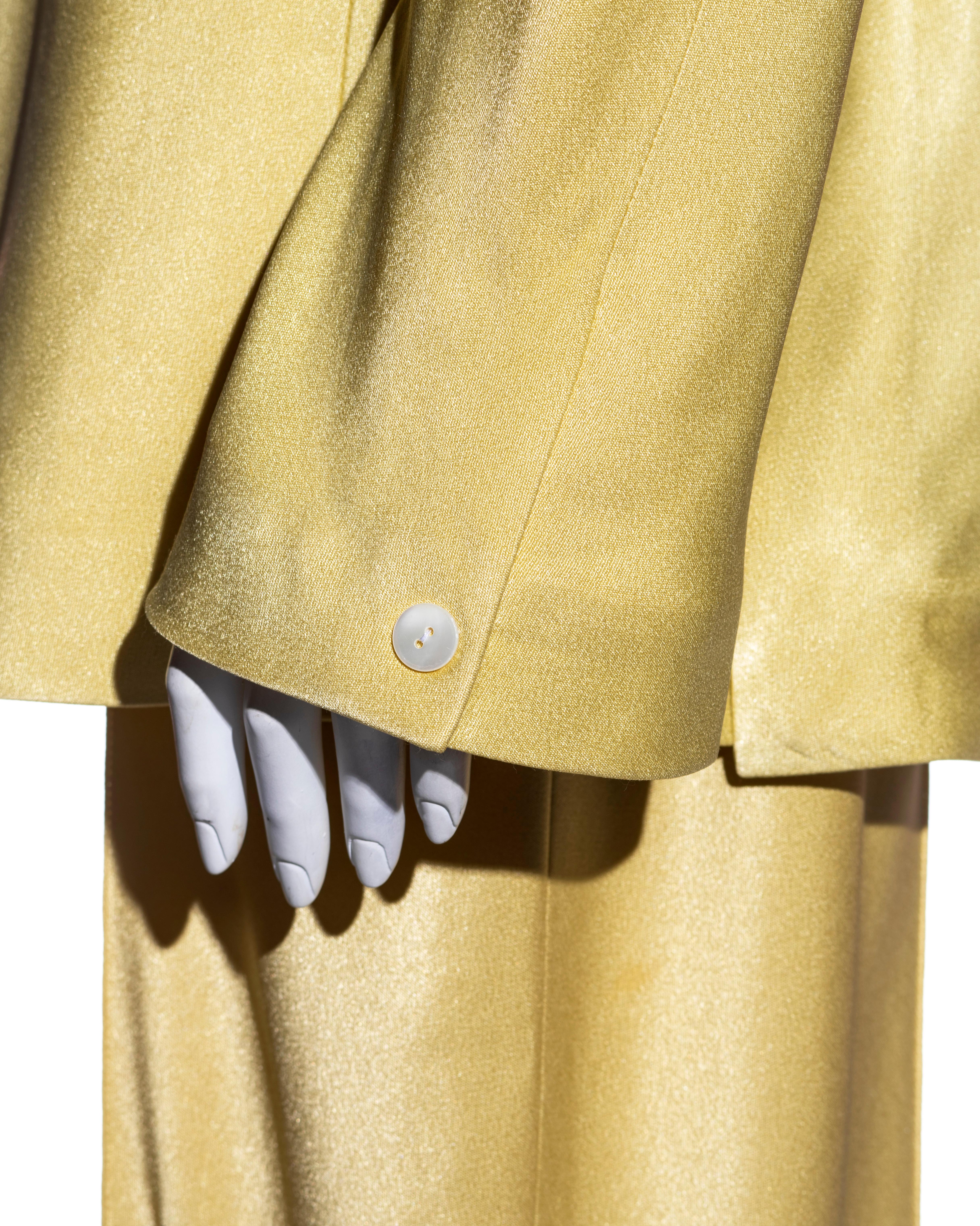 Women's John Galliano yellow satin wide leg pant suit, ss 1995