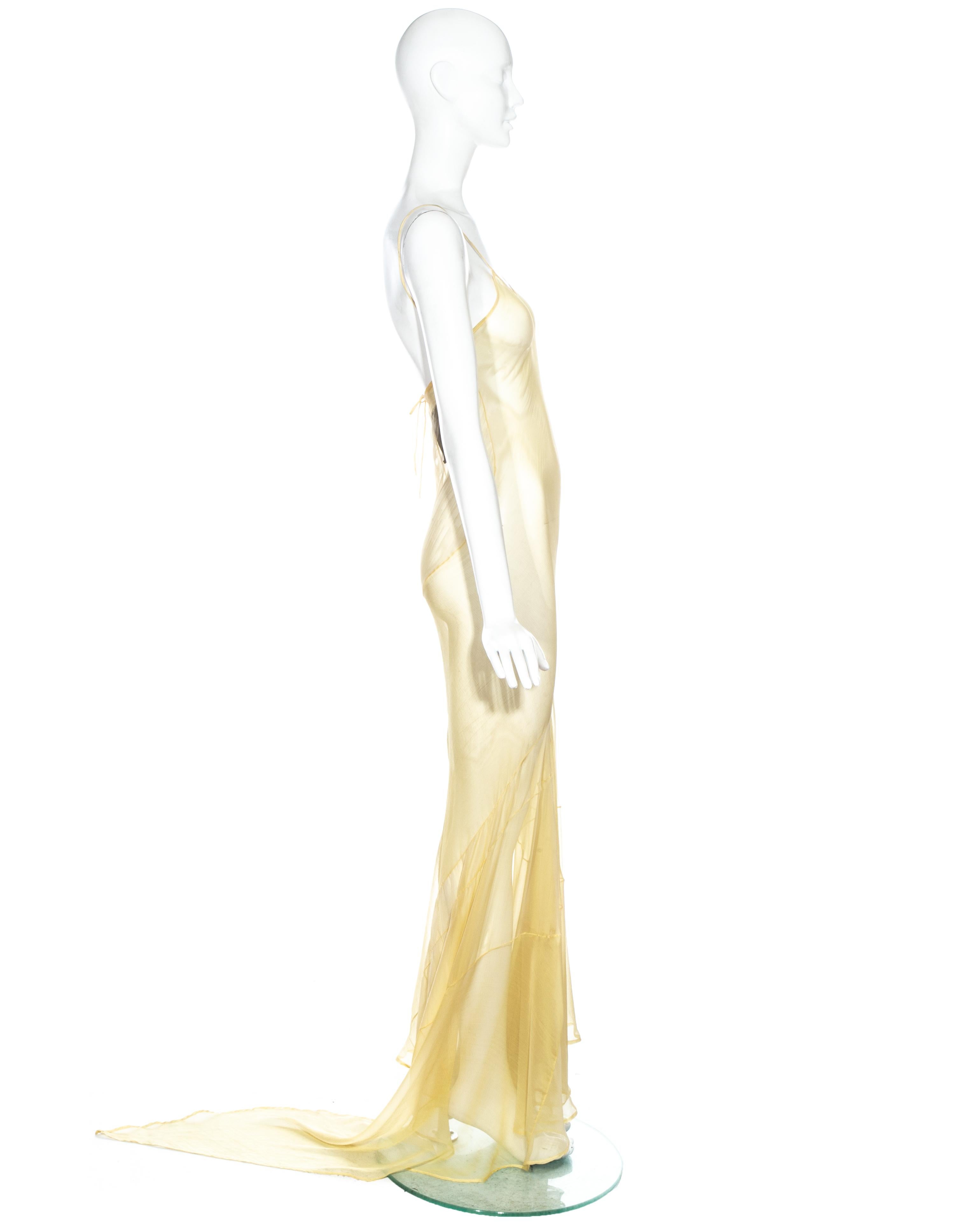White John Galliano yellow silk chiffon bias-cut slip-dress, ss 1993