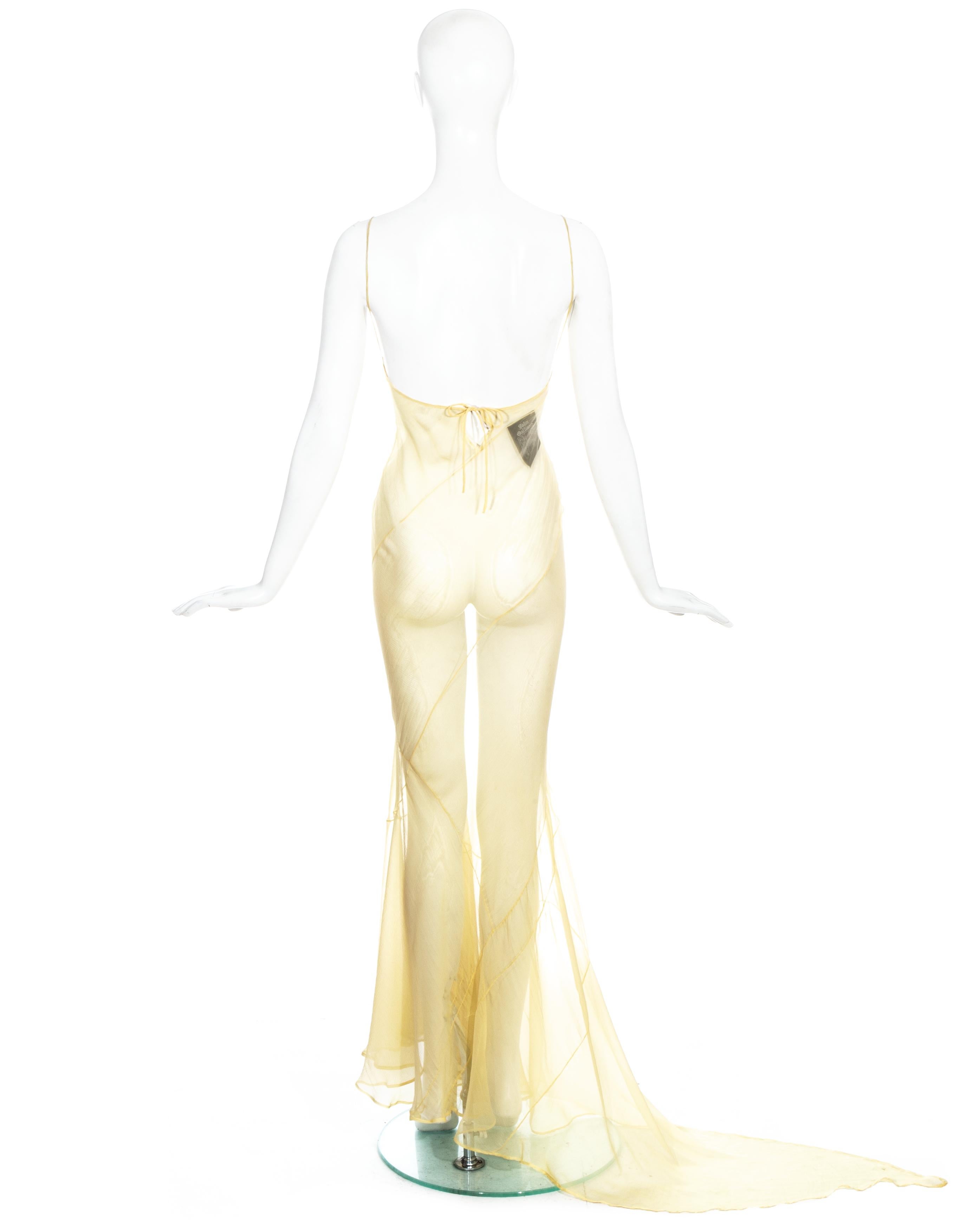 John Galliano yellow silk chiffon bias-cut slip-dress, ss 1993 In Good Condition In London, GB