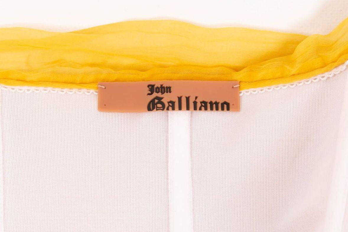 John Galliano Yellow Silk Chiffon Bustier Dress For Sale 4