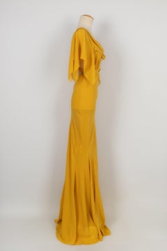 John Galliano Yellow Silk Long Dress