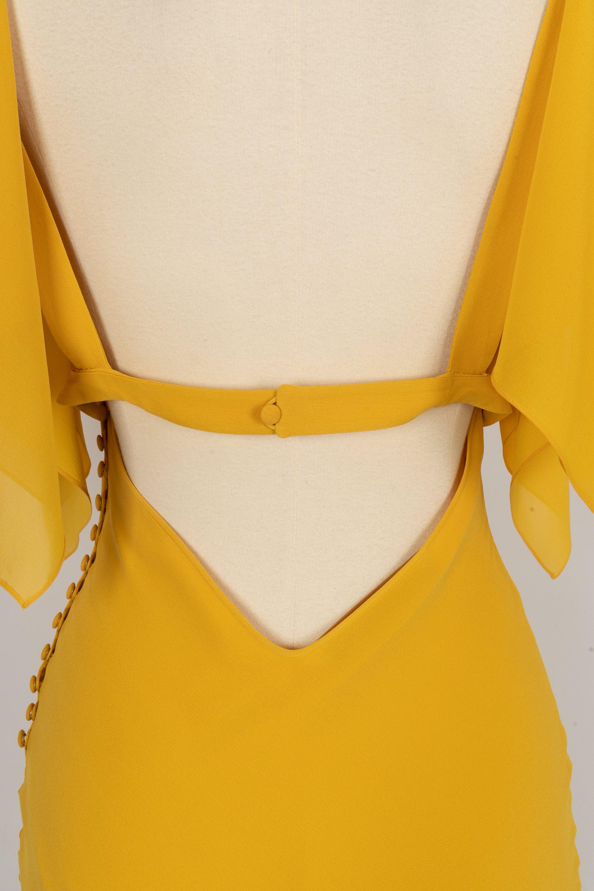 John Galliano Yellow Silk Long Dress 1