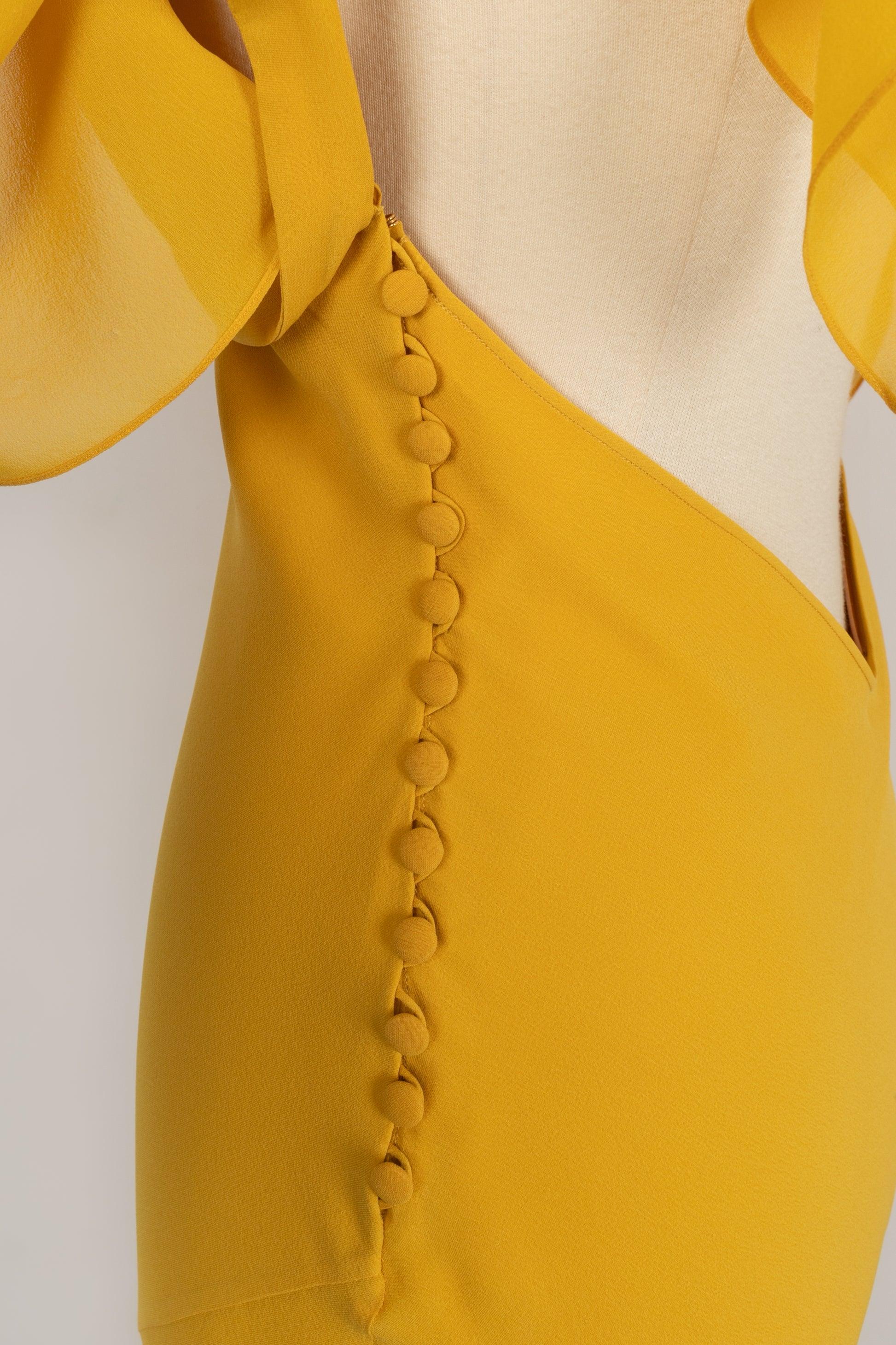 John Galliano Yellow Silk Long Dress 2