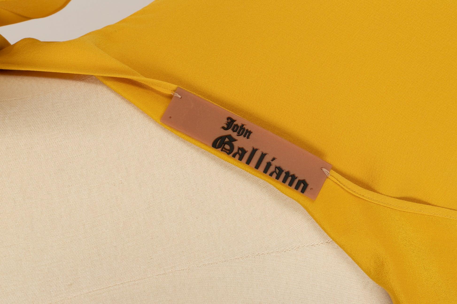 John Galliano Yellow Silk Long Dress 4