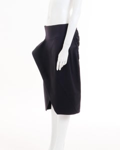 John Galliano	F/W 1986 'Fallen Angels' collection plum wool overlapped skirt