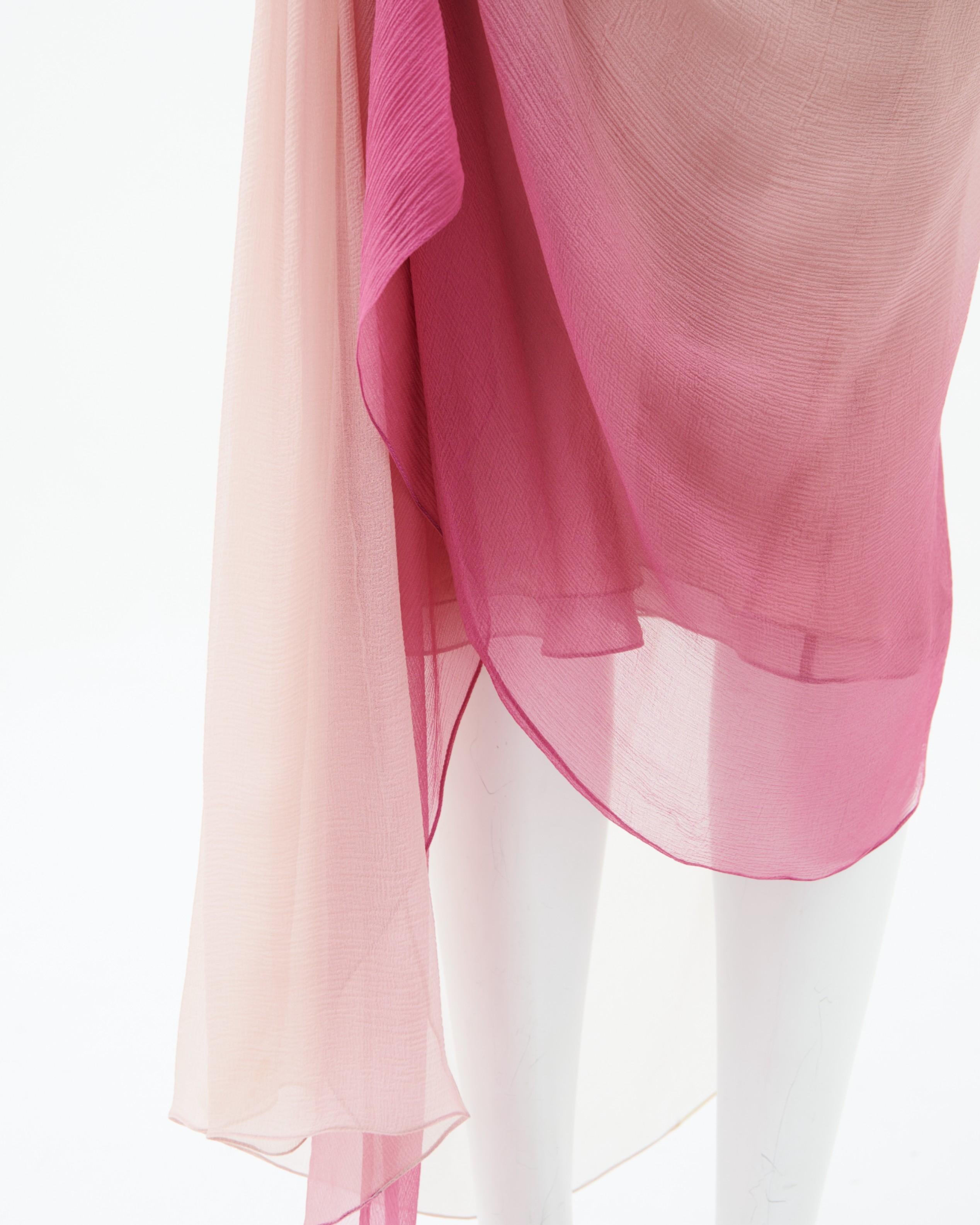 John Galliano	S/S 2007 Pink Drapes Silk Midi Dress 6