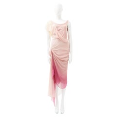 John Galliano S/S 2007 Pink Drapes Silk Midi Dress