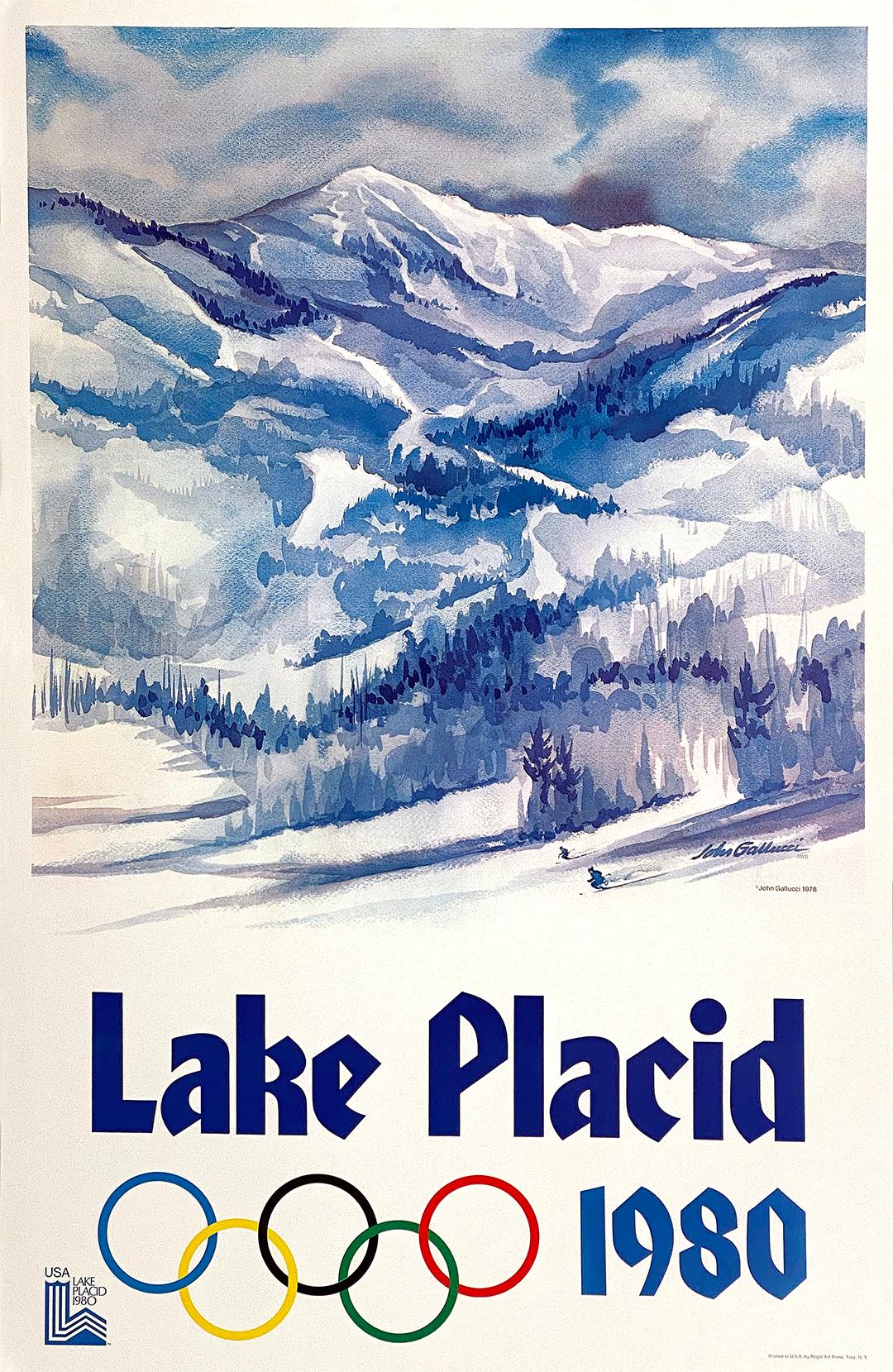 Original-Vintage-Poster von John Gallucci, Lake Placid, Olympische Winterspiele 1980