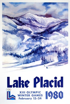 Original-Vintage-Poster von John Galluci, Lake Placid, Olympische Winterspiele 1980