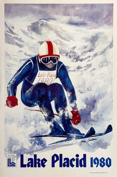 Lake Placid Winter Olympics 1980 - Skier Original Vintage Poster by Gallucci
