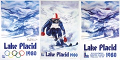 Set of Three 1980 Lake Placid Original Vintage Olympics Posters by John Gallucci