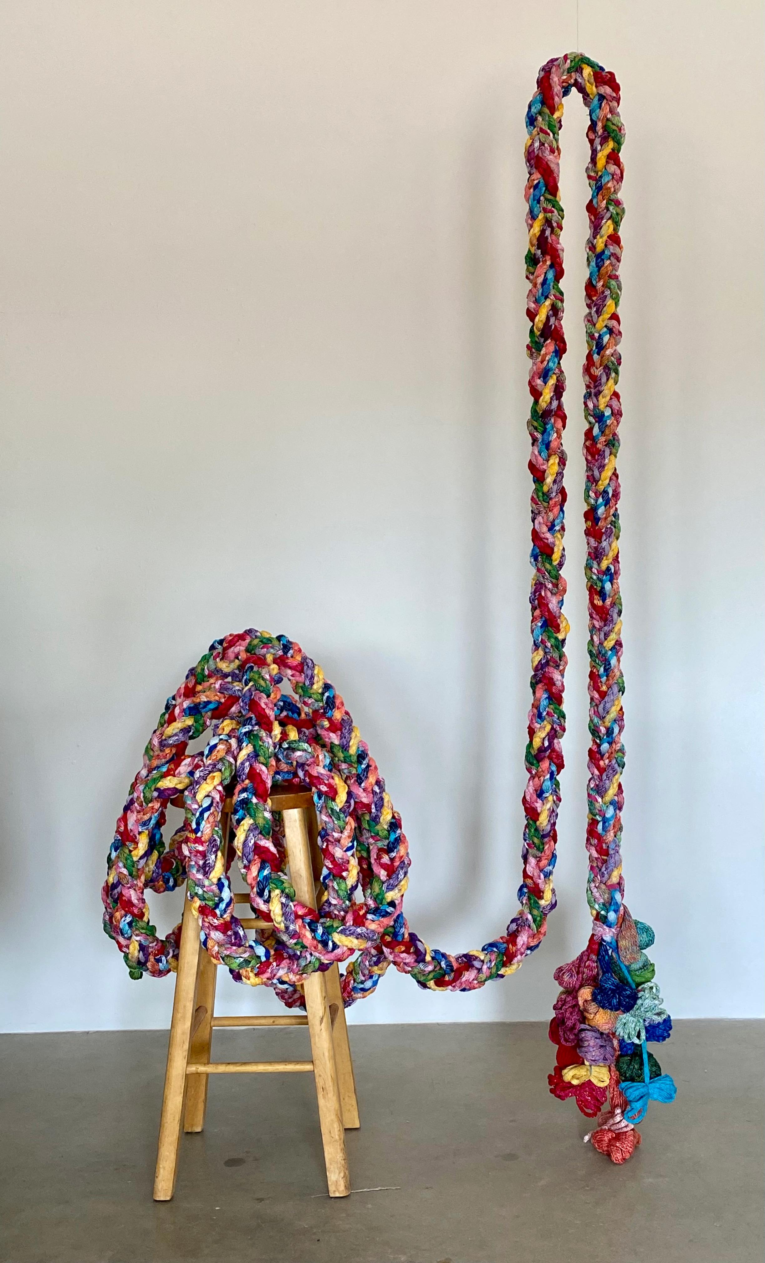 "Big Rope", Cotton Crochet Thread, Hanging Fiber Sculpture, Soft, Installation