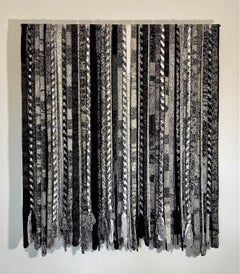 "Composizione in bianco e nero", Arazzo da parete in cotone, Filo, Tessile, Fibra