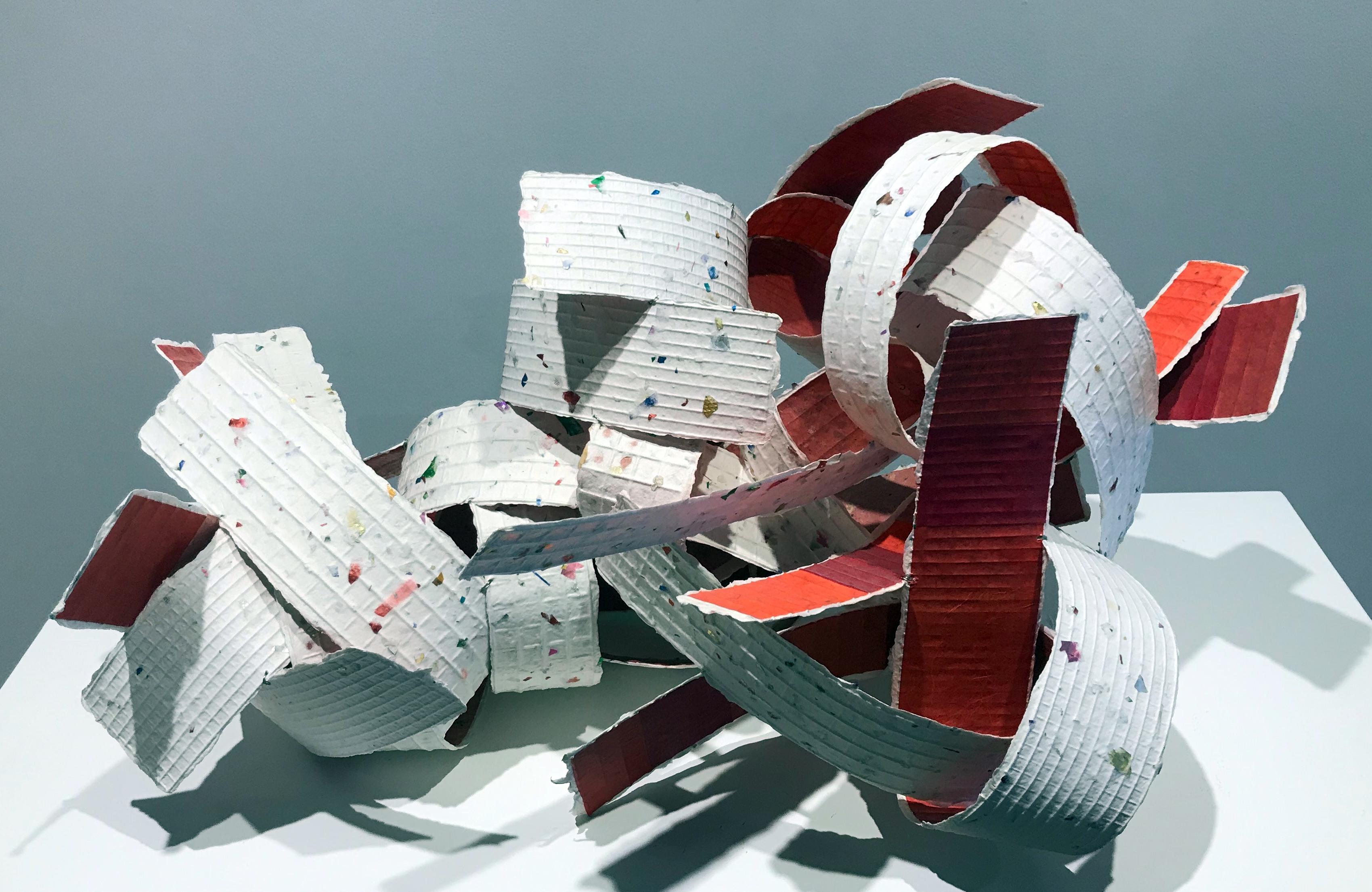 Confetti Dragon, Contemporary Sculpture with Hand Made and Commercial Papers 