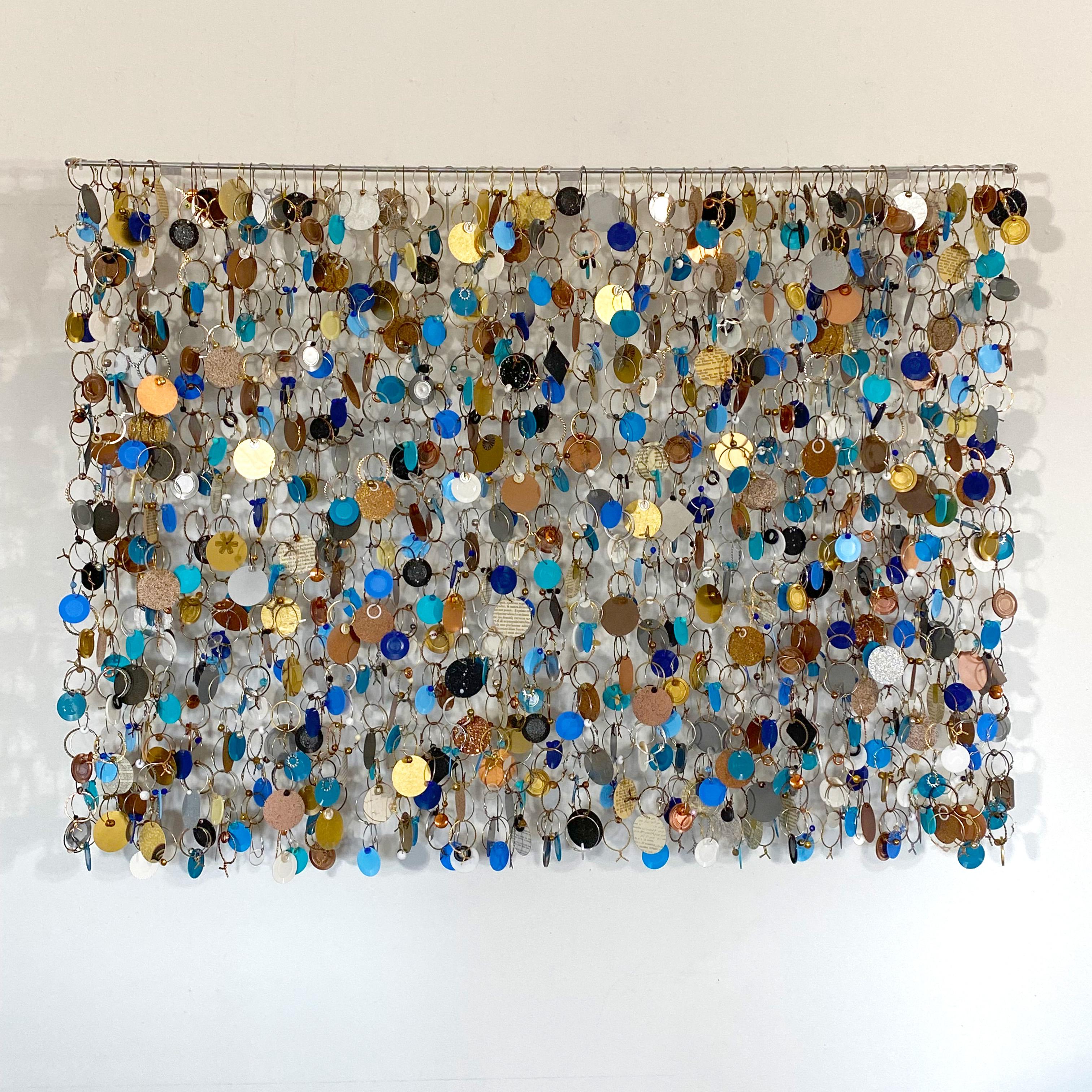 Contemporary Mixed Media Tapestry, Wall Sculpture, Metals, Found Objects, Beads