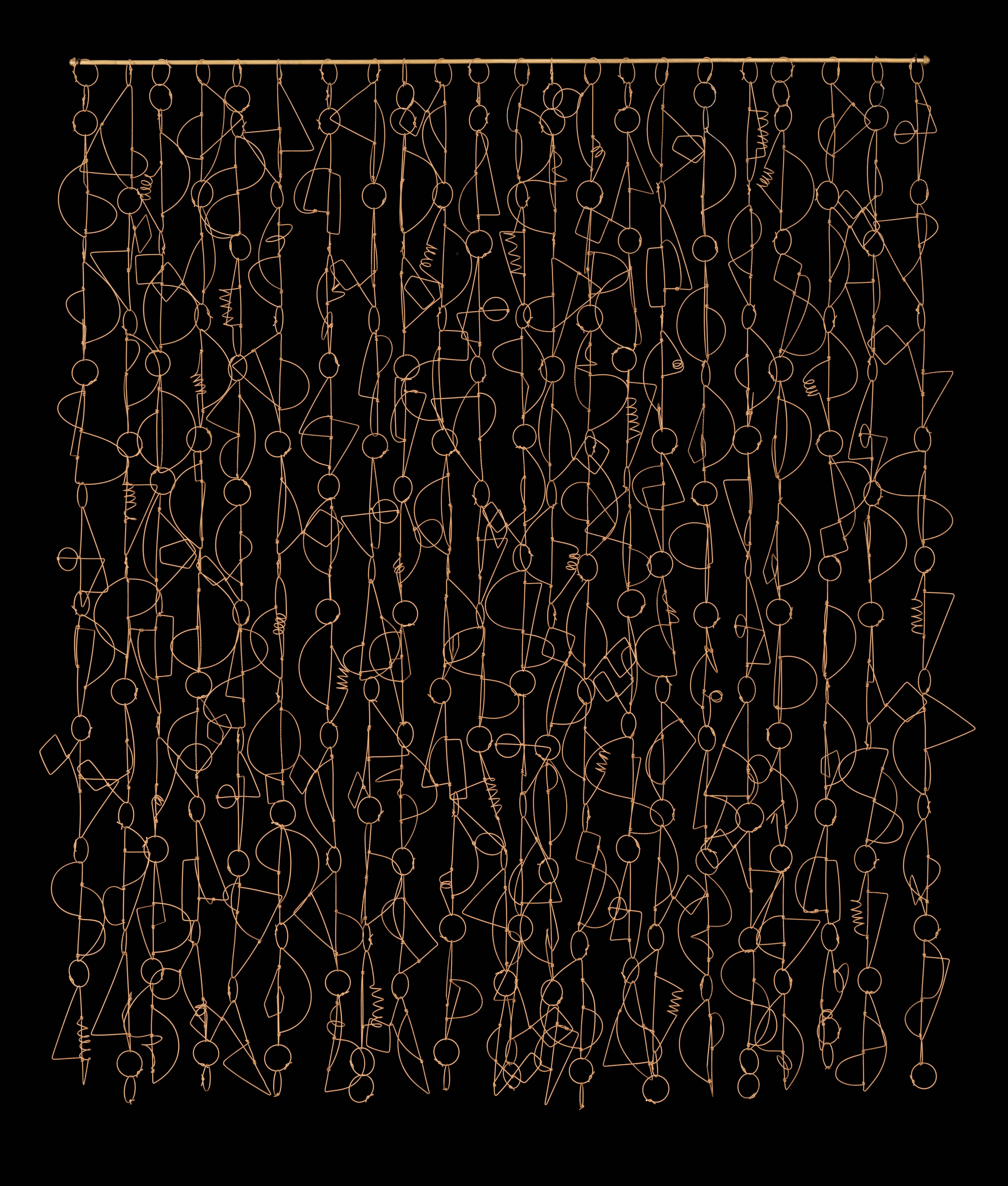 "Sierra Madre Boogie", Wall Mounting Tapestry Composed of Plied Brass Wire - Sculpture by John Garrett