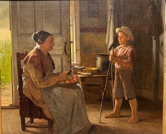 Portrait of Grandmother and Grandson titled "Peeling Apples"