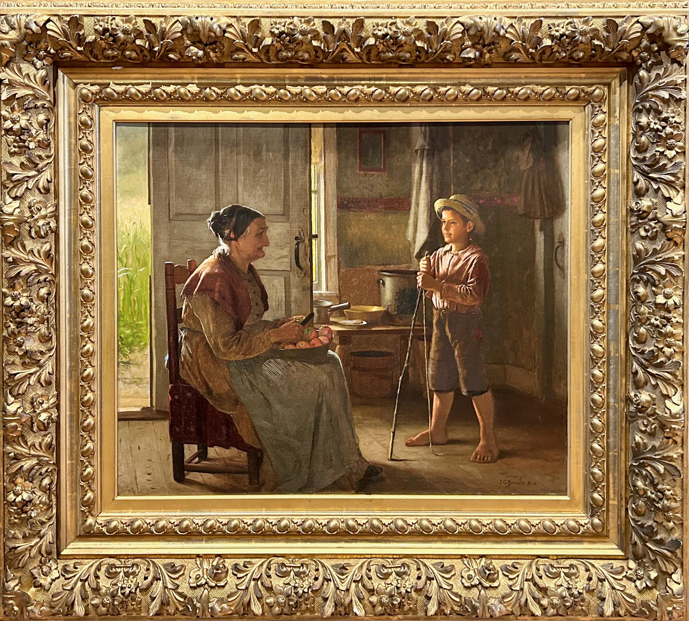 Porträt von Großmutter und Grandson mit dem Titel „Käufernde Äpfel“