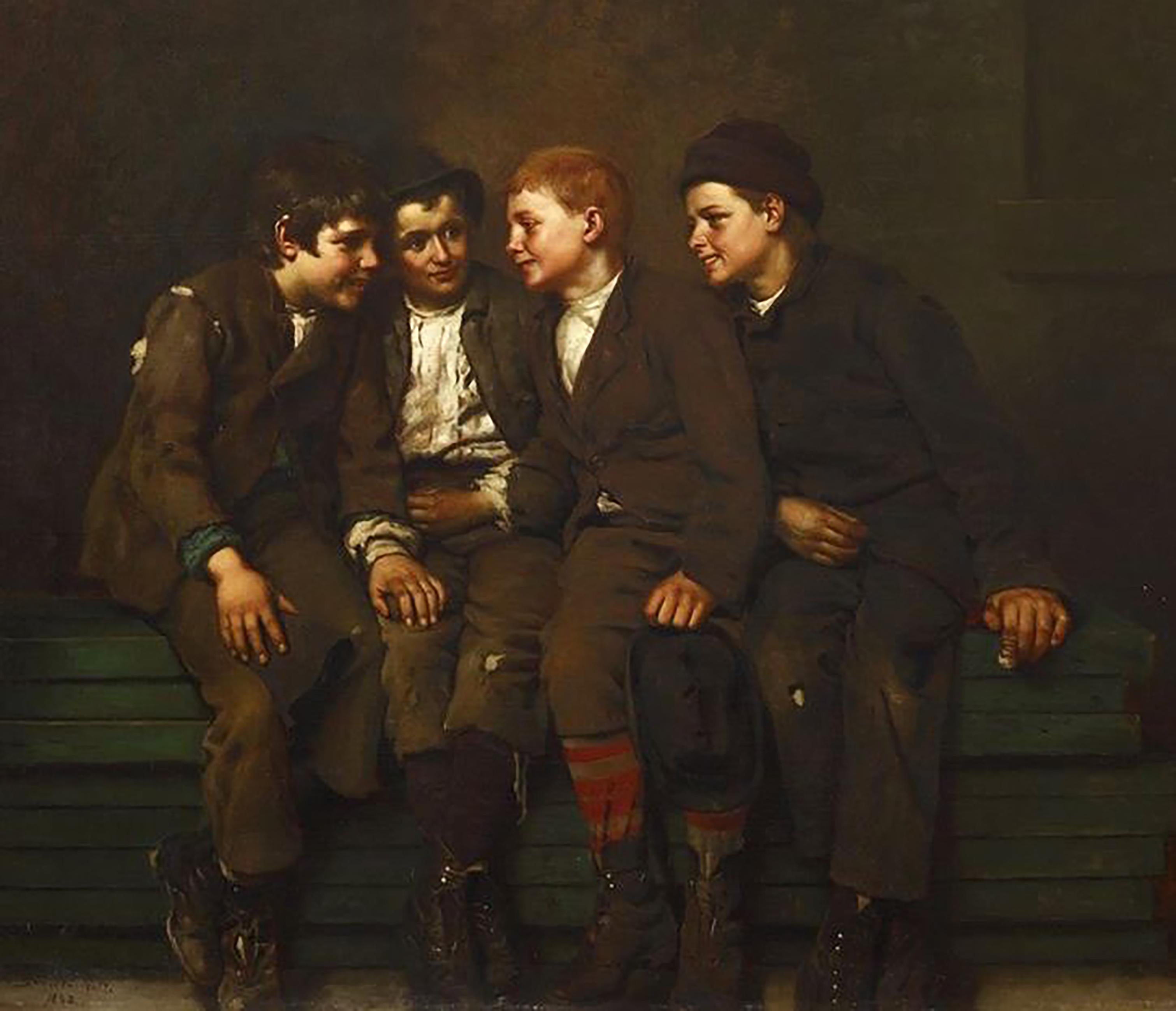 John George Brown Figurative Painting - The Confab