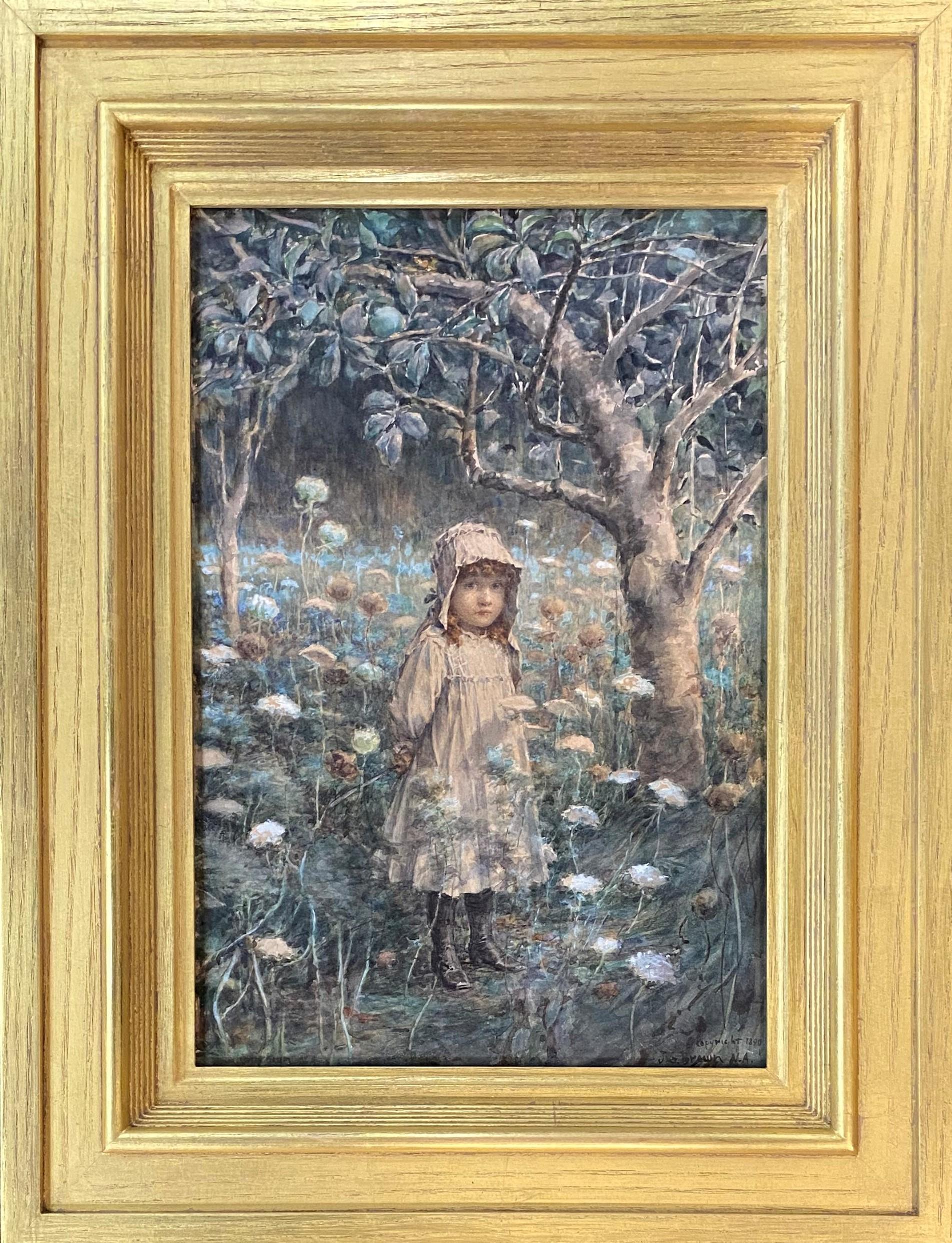 John George Brown Figurative Painting - Young Girl in the Woods
