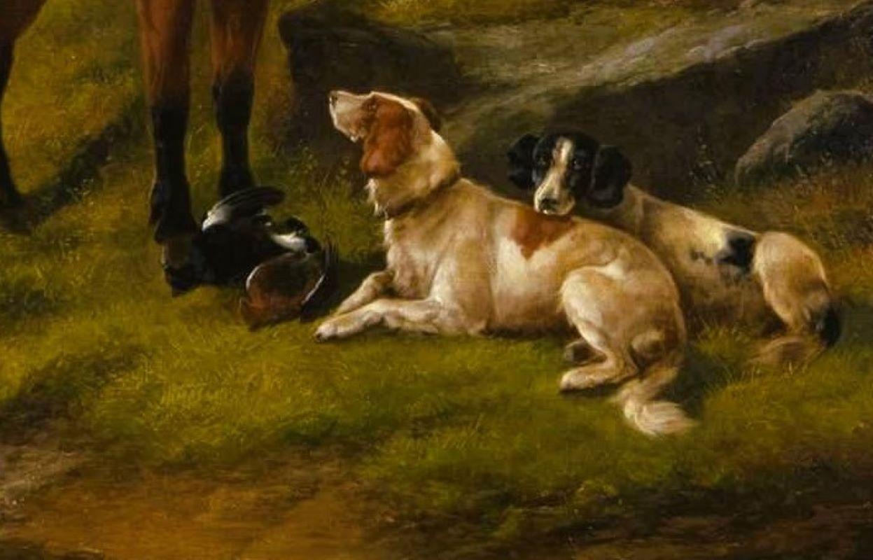 JOHN GIFFORD Paysage de haut plateau, chevaux et chiens, XIXe siècle 1