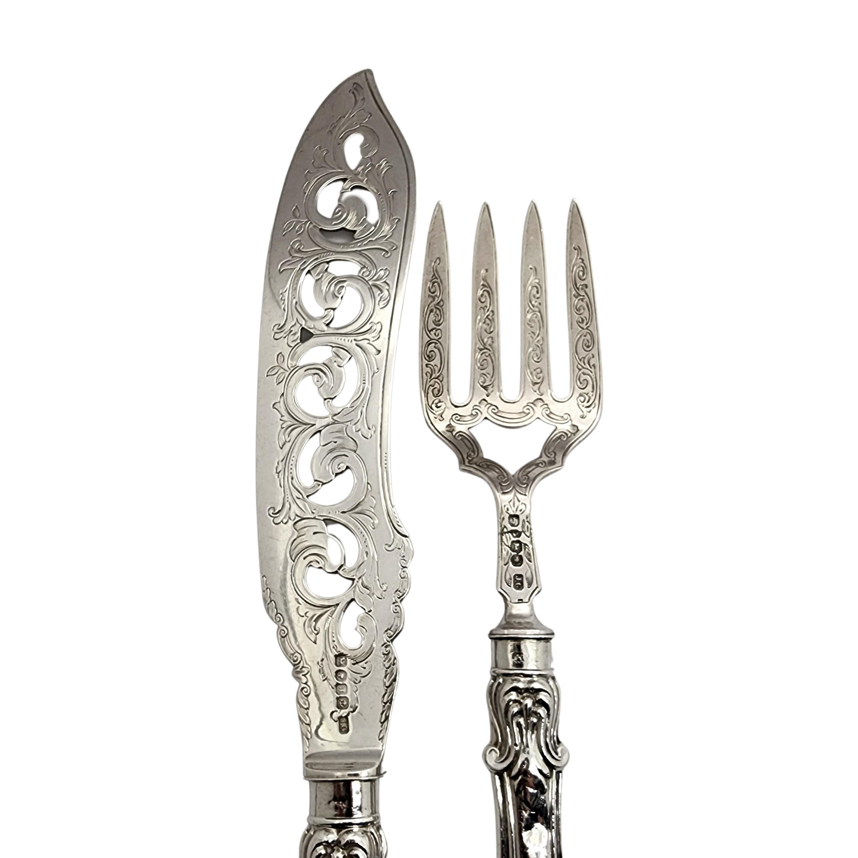John Gilbert England Sterling Silver Fish Fork and Knife Serving Set For Sale 4