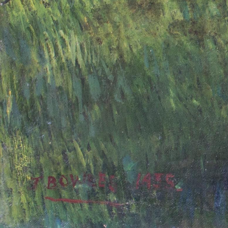 Peinture à l'huile britannique de 1955 représentant une ferme à pommes par John Gilbey Bowles, en vert en vente 5