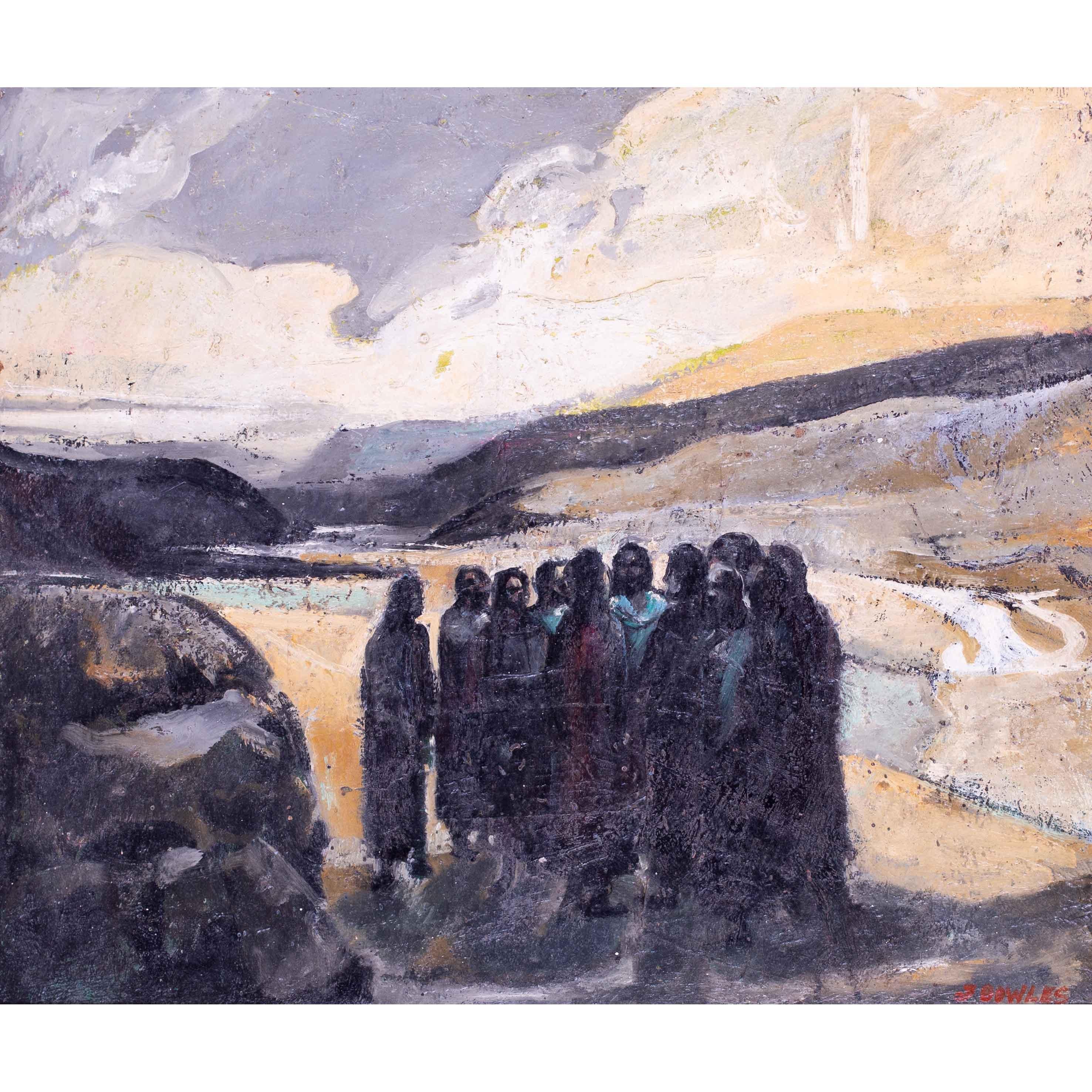 Jesus und die Jünger in der Wüste, britisch, Öl, Karton von Gilbey Bowles im Angebot 2
