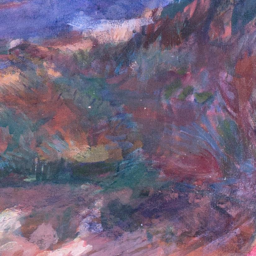 John Gilbey Bowles (britannique, 1929 - 2011)
Edna et Daphne devant les South Downs, 1977
Huile sur toile
Signé 